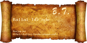 Ballai Tünde névjegykártya